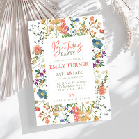 Blush Wildblume Einladung zum Geburtstag