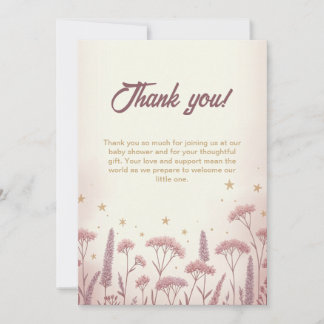 Blush Wildblume Rustic Baby Dusche Danke Karte