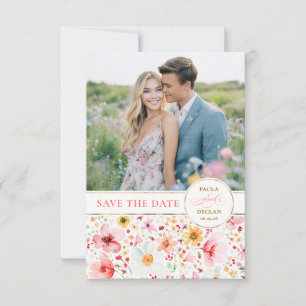Blush-Wildblume Save the Date Fotokarte