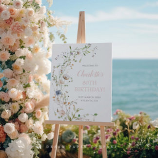 Blush Wildblumen 80. Geburtstag Willkommen Poster