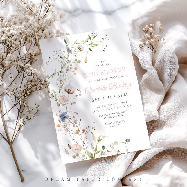 Blush Wildblumen Babydusche Einladung (Von Creator hochgeladen)
