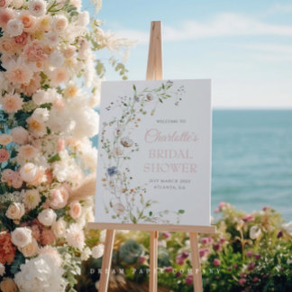 Blush Wildblumen Brautparty Willkommen Poster