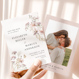 Blush Wildflower Boho Garden Wedding Save the Date