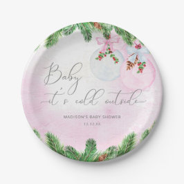 Blush Winter Christmas Baby Dusche Pappteller