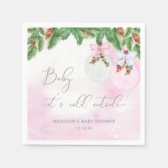 Blush Winter Weihnachtsdusche Napkins Serviette (Vorderseite)