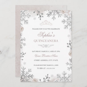 Blush Winter Wonderland Quinceanera Einladung