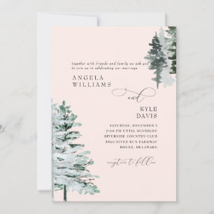 Blush Winter Woodland Hochzeitseinladung Einladung