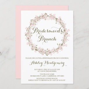 Blush Winter Wreath Bridesmaids Brunch Einladung