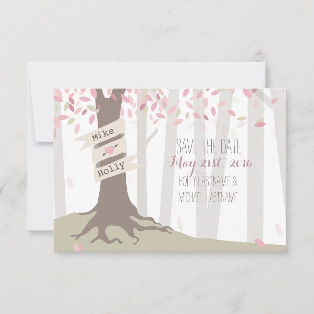 Blush Woodland Wedding rettet das Datum Save The Date (Vorderseite)