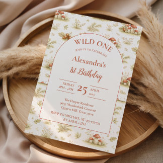 Blush Woodland Wild One Geburtstag Einladung
