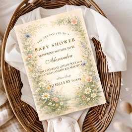 Blush Yellow Wildflower Baby Shower Einladung
