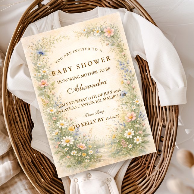 Blush Yellow Wildflower Baby Shower Einladung (Von Creator hochgeladen)