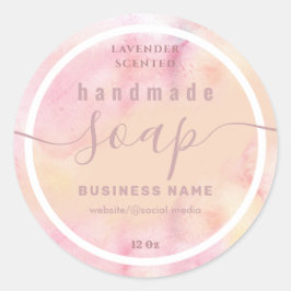 Blushed Water Color Script handgefertigt Seifenlab Runder Aufkleber