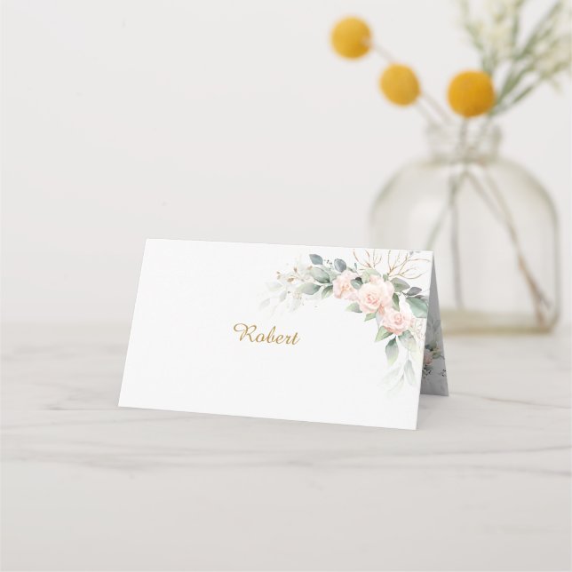 BlushFloralWedding-Place Holder-Single Platzkarte (Vorderseite)
