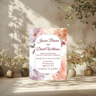 Blushing Bloms Watercolor Wedding Einladung