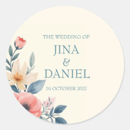 Blushing Bloom Classic Round Aufkleber