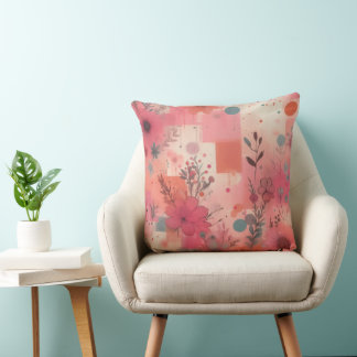 Blushing Bloom Collage Throw Pillow Kissen