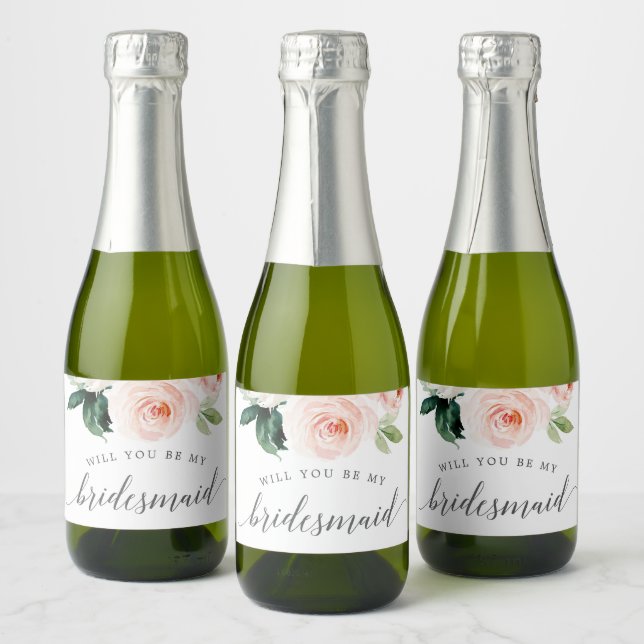 Blushing Blooms Bridesmaid Vorschlag Labels (Flaschen)