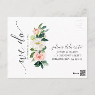 Blushing Blooms Floral Wedding RSVP Postcard Postkarte