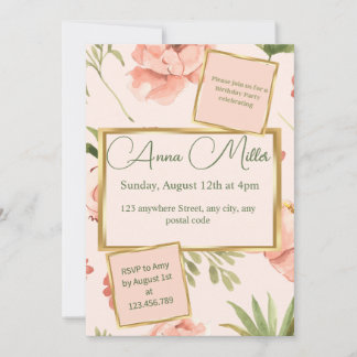 Blushing Blooms Geburtstagsbash Einladung