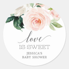 Blushing Blooms Liebe ist Sweet Baby Dusche Gefall Runder Aufkleber