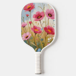 Blushing Blooms | Pink Flower Meadow Floral Pickleball Schläger