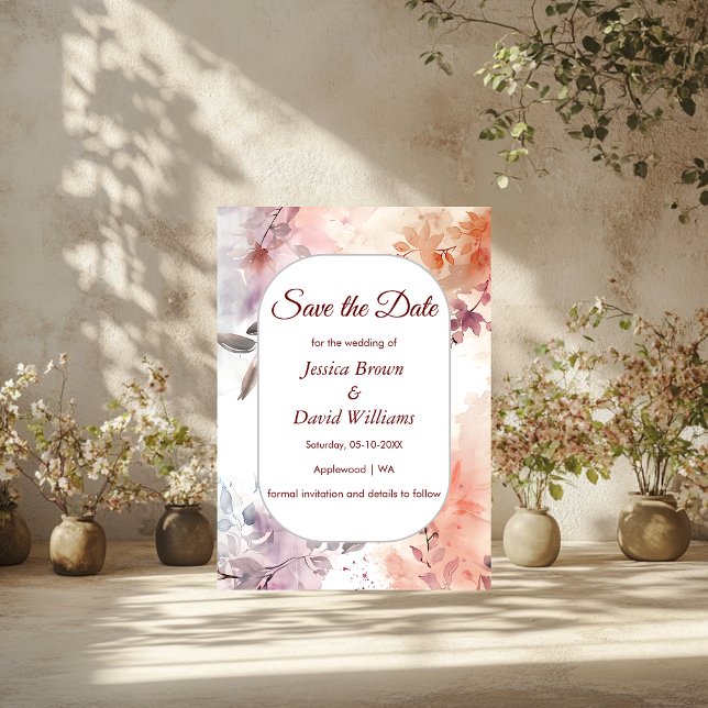 Blushing Blooms Watercolor Wedding Save the Date Einladung (Von Creator hochgeladen)