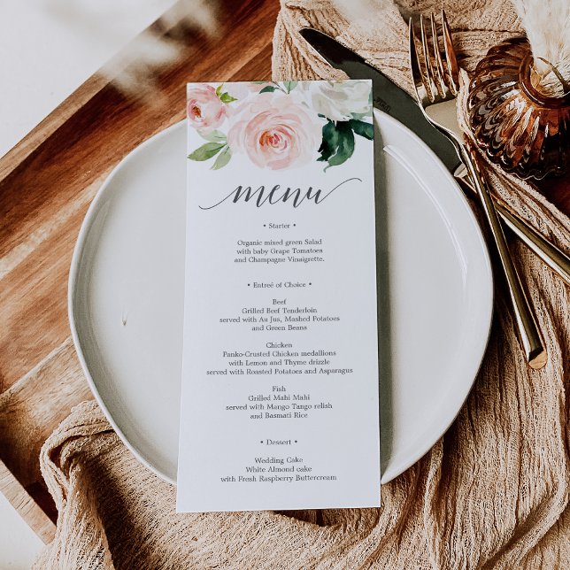 Blushing Blooms Wedding Menu - Wedding Menus Menükarte (Von Creator hochgeladen)