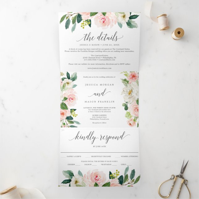 Blushing Blooms Wedding triftigen Einladungen UAWG (Innenseite)