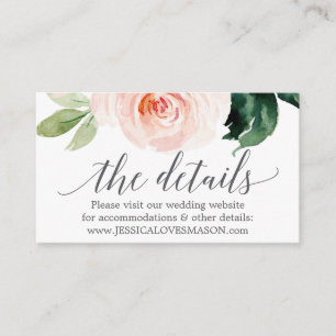 Blushing Blooms Wedding Website Beipackkarte Begleitkarte