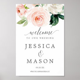 Blushing Blooms Wedding Welcome Sign Poster