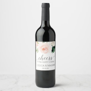 Blushing Blooms Wedding Wine Labels Weinetikett