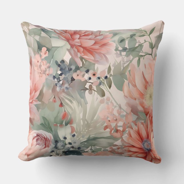 Blushing Bridal Ballet Botanisch Kissen (Vorderseite)