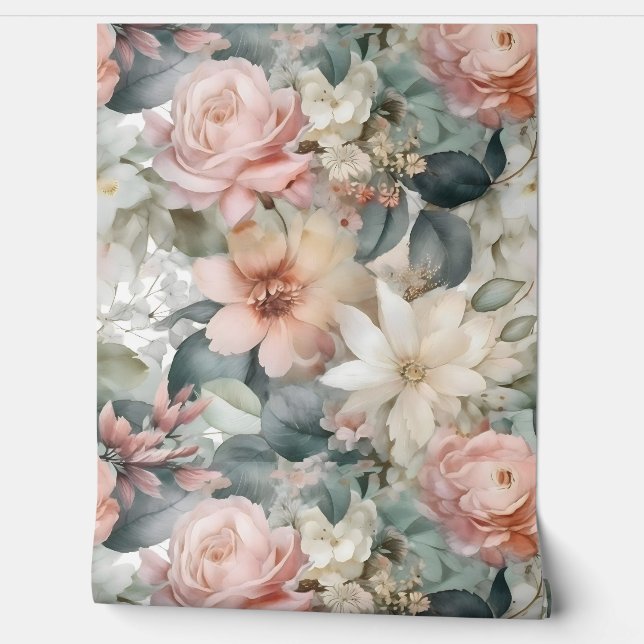 Blushing Bridal Ballet Botanisch Tapete (Abrollen)