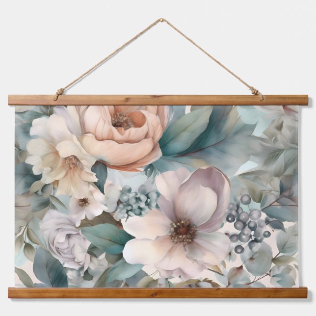 Blushing Bridal Ballet Botanisch Wandteppich Mit Holzrahmen (Vorne)