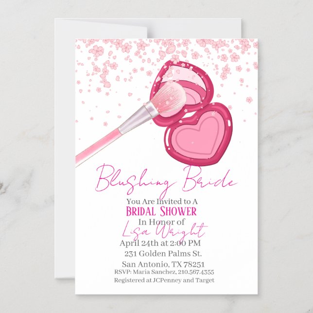 Blushing Bride Bridal Shower Invitation  Magneteinladung (Vorderseite)