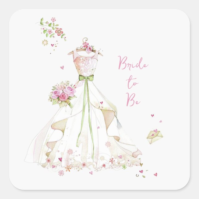 Blushing Bride in Bloom Quadratischer Aufkleber (Vorderseite)