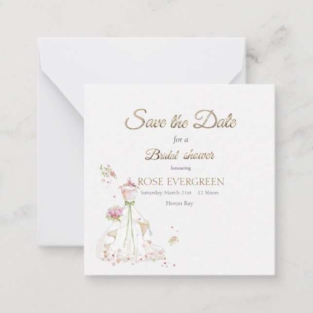 Blushing Bride in Bloom Save the Date Mitteilungskarte (Vorderseite)