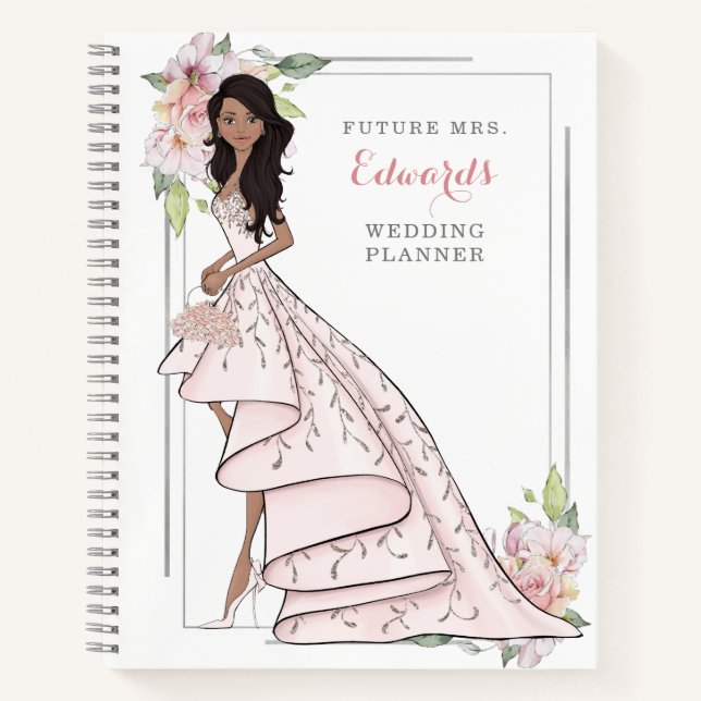 Blushing Bridge in Gown Wedding Planner Notebook Notizbuch (Vorderseite)
