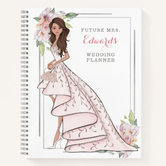 Blushing Bridge in Gown Wedding Planner Notebook Notizbuch