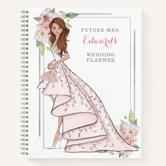 Blushing Bridge in Gown Wedding Planner Notebook Notizbuch