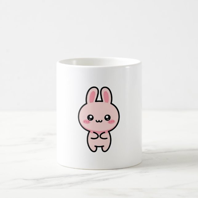 Blushing Bunny – Cute Kawaii Illustration Kaffeetasse (Mittel)