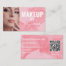 Blushing Coral Pink Watercolor QR Code Makeup 