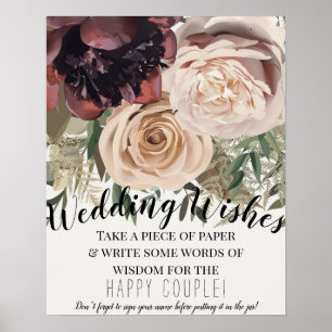 Blushing Floral Blooms Botanische Hochzeit Sign in Poster