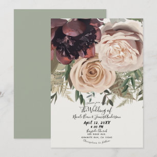 Blushing Floral Blooms Glam Botanische Hochzeit Einladung