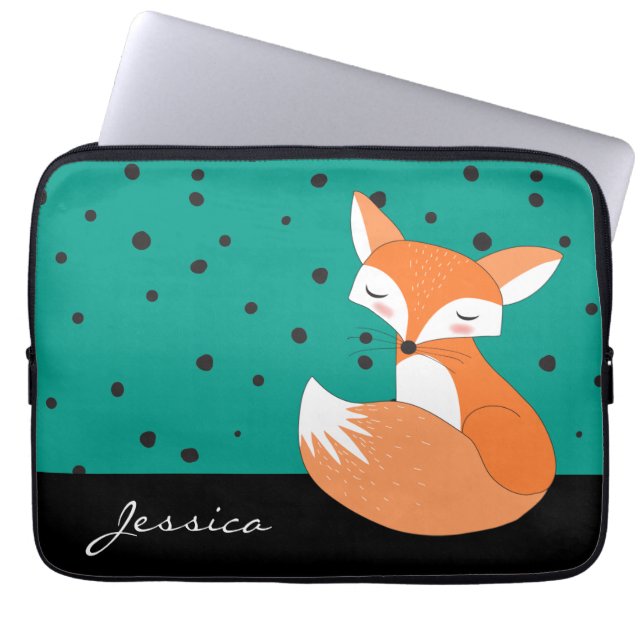 Blushing Fox mit Individuelle Name Laptopschutzhülle (Vorderseite)