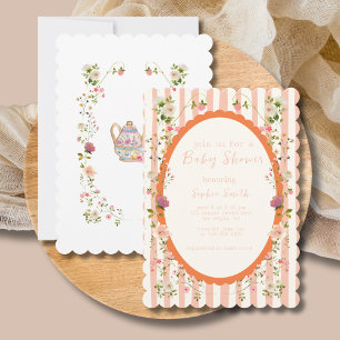 Blushing Garden Tee Party Wreath Baby Dusche Einladung
