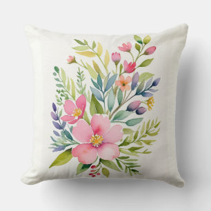 Blushing Garden Watercolor Floral Bouquet Kissen