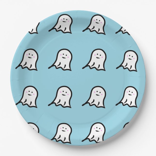 Blushing Ghost Niedlich Halloween Pappteller (Vorderseite)