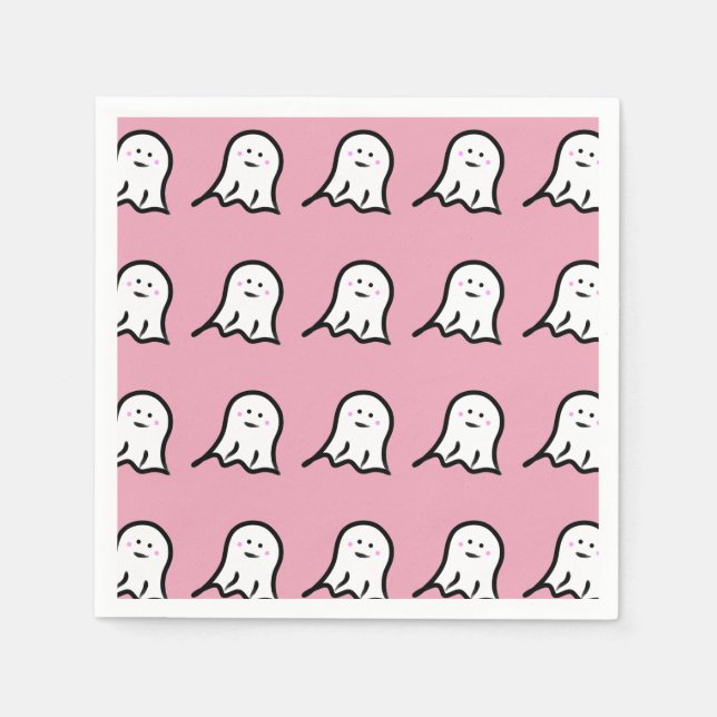 Blushing Ghosts Niedlich Halloween Serviette (Vorderseite)